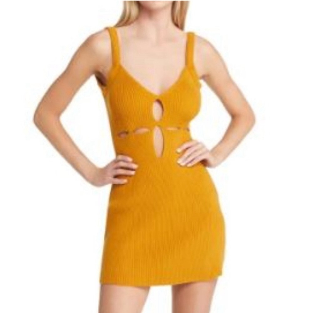 NWT For Love and Lemons Maggie Ribbed
Cutaway V-Neck Mini Dress